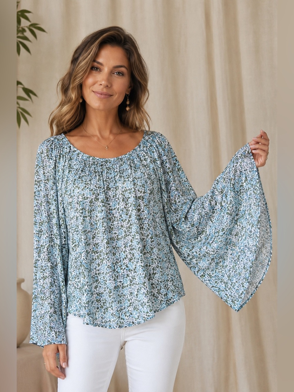 LC Lauren Conrad Floral Blouse Size L Cottagecore